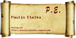 Paulin Etelka névjegykártya